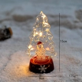 Lighted glass Christmas tree with Santa Claus figurine and red snowflake base, 15cm height - Santa Style (Luminous/Red Base/15cm)