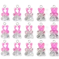 Ciondoli a forma di orsetto in resina rosa glitterata per gioielli fai da te, set da 15 - Orsetto Glitter Rosa Bianco