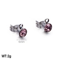 Pendientes DIY de acero con cristales rosas de 6mm y bucles para colgar - Estilo de Piedra Rosa(KLJ610-Z)