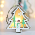 Ciondolo albero di Natale in legno luminoso con pupazzo di neve e luce calda - Albero di Natale