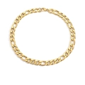 Classic golden stainless steel Figaro chain necklace for men and women on white background - 42cm / 10mm / Gold