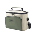 Borsa termica beige e verde oliva con tracolla e stampa FRESH per il pranzo - Beige