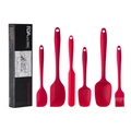 Set di 6 utensili da cucina in silicone rosso con spatole e pennello in scatola nera - Set da 6 Pezzi Rosso (Scatola a Colori)