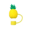 Pineapple cartoon silicone straw cover dust cap with yellow and green fruit design - Pineapple