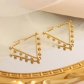 Pendientes de aro triangulares dorados con pequeñas cuentas de acero inoxidable - Triángulo