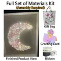 DIY crescent moon crystal night light kit with white frame and gift bag accessories - 10 Inch Moon Light Pink (Kit with Gift Bag)