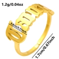 Golden stainless steel adjustable ring featuring Gothic style BABY letter design with dimensions - Taurus / Gold
