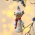 Charmante décoration de Noël renne en tricot gris avec peluche et boutons en bois - Élan