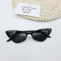 Retro hip-hop black triangular cat eye sunglasses with dark lenses and stylish resin frame - Black Frame Grey Lens