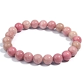 Elegant natural pink gemstone beaded bracelet with polished round crystal beads - Natural Rhodonite / 4mm