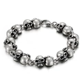 Retro punk style skull link bracelet in polished silver titanium steel for men - Realistic Skull Link Style (KB51683-D)