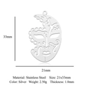Silver stainless steel Venetian mask pendant detail showing 21x33mm dimensions and specs - Silver Venice Mask (5Pcs/Pack)