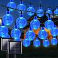 Solar-Lichterkette mit leuchtend blauen Luftblasen-Kugeln und Solar-Ladepanels - 5 Meter 20 Lichter Zwei-modus Solar / [blau] Bubble Ball 18 Cm