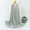 Light green pearl chiffon scarf for women featuring a soft bubble texture and elegant drape - Light Green