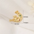 Macro view of 14K gold moon pendant with colorful zircon stones and LOVE engraving - Moon Bear Heart Pendant (H-11656)