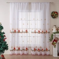 Christmas sheer white curtain with snowflake and candle embroidery in a festive home setting - 130*214cm / White (Christmas Snowflake)