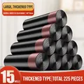 Drawstring garbage bags in black, 15 rolls total 225 pcs, 45x50cm thick plastic bags - 15 Rolls (225 Pcs Total) - 20 Microns