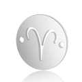 Macro detail of Aries zodiac sign charm in stainless steel with dual connection holes - 5 Pcs/Pack / Steel-Aries