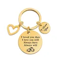 Golden stainless steel keychain with heart pendant and I love you engraved quote - Always have, Always will (XYY031) Gold
