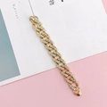 Golden Cuban link wrist strap with sparkling full diamond inlay for phone cases - Oval Link Diamond Style / Gold
