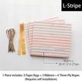 Pink and white striped gift bag set with gold ribbons and ropes, size 30x12x27cm - ZD5005 Fleeting Time-L Striped (Set of 3)