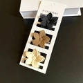Three-piece matte floral shark hair claw clips set in black brown and beige colors - Coffee Set 1 (3 Pieces)