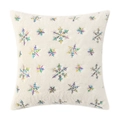 Housse de coussin blanche en peluche avec broderie flocon de neige en paillettes colorées - Abricot