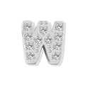 Micro-pave letter W pendant with sparkling zircons and silver-colored metal base - Letter W - Steel Color