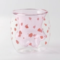 Verre à double paroi patte de chat avec pétales roses et design isotherme - Style sans logo / Rose Modèle D (Pas de Logo)