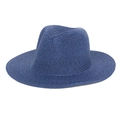 Cappello di paglia blu scuro classico con corona fedora e tesa piatta per viaggi all'aperto - Blu navy