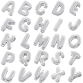 Silver balloon-style alphabet beads A to Y with polished metallic finish on white background - Letter A / White Gold