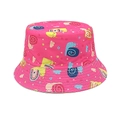 Détail du chapeau bob rose pour enfants avec motifs de escargots et fleurs colorés - Circonférence de la tête 52CM--54CM / Rose rouge
