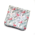 Mini PU leather cosmetic pouch with tropical flamingo pattern and auto-close closure - Large Flamingo