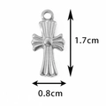 Silver vintage cross pendant in stainless steel with embossed rose pattern, 1.7cm x 0.8cm - Style 1 / Steel