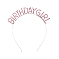 Birthday Girl headband with sparkling pink rhinestones on a silver metal frame - Single Headband (Birthday Girl) / Pink