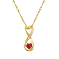 Collana infinito dorata con gemma a cuore rosso e diamanti scintillanti per signora - Stile Cuore Rosso Infinito Oro