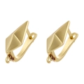 Golden geometric U-shape hoop earrings with hollow diamond knot and small pendant loops - VE1384 Gold Geometric Prism Style