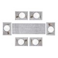 Grey woven place mats and table runner set with six mats for dining table protection - Grey Woven