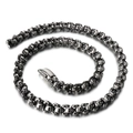 Punk style stainless steel skull link chain bracelet with a heavy lobster clasp detail - Necklace / Sandblasted Black (KN107327-KJX) / 65cm