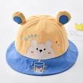 Cute yellow and blue baby sun hat with bear embroidery and 3D bear ears design - 8 Months-3 Years (46-50cm) / 24 Blue (Color Bear)