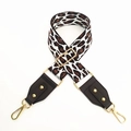 Adjustable leopard print bag strap with brown leather ends and gold metal hardware - Leopard Print White