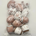 Uova di Pasqua in plastica rosa e bianche con motivi floreali e strisce in un sacchetto - Stile C / Grande