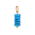 Detailed view of sky blue natural stone pendant with five beads and gold metal accents - Sky Blue (ZP44827B4)