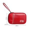 Red digital accessory storage bag in nylon and PU leather with wrist strap, 19x12x3.5cm - Handheld Wine Red