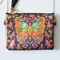 Deep purple butterfly diamond painting crossbody bag with gold chain and black tassel - Butterfly-KB03
