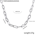 Collana a catena in acciaio al titanio argento lucido con maglie a spirale e 41cm - Collana-Colore Acciaio