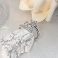 Anillo estrella plateado con micro-pavé de circonita y diseño minimalista - Abierto Ajustable / Oro Blanco