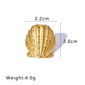 18k gold plated stainless steel seashell open ring in golden finish, 2.2cm width - Scallop Embossed Texture Style (NB-R2023262) / Gold