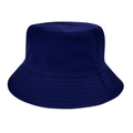 Detailed view of dark blue cotton bucket hat featuring reinforced stitching on the brim - Dark Blue