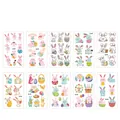 Set of 10 Easter temporary tattoos with cartoon rabbits and colorful eggs for kids - QL001-010 Easter Set (10 Sheets)